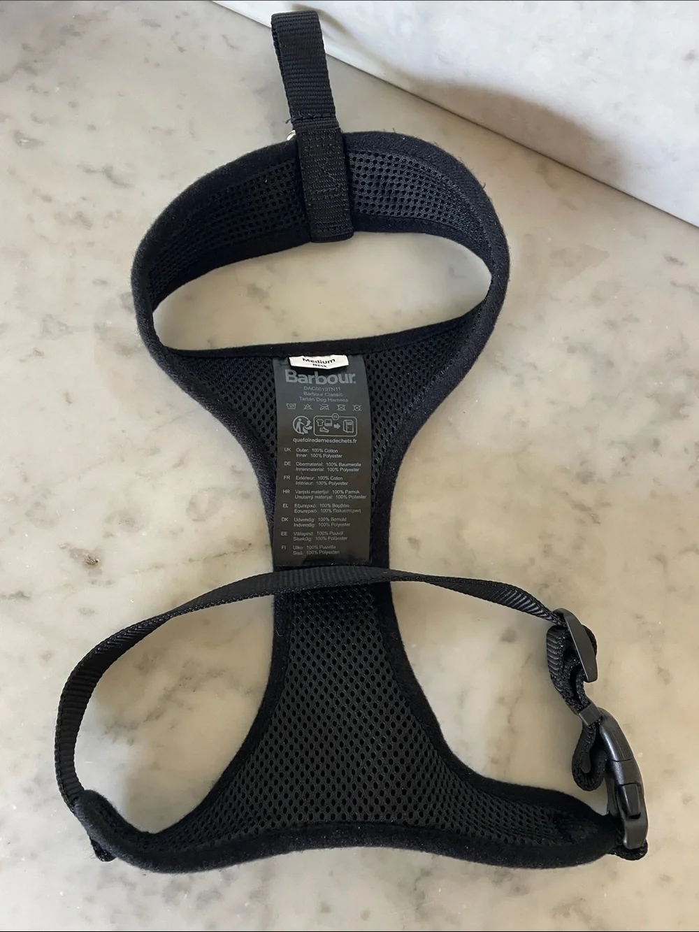 BARBOUR Olive Classic Tartan Dog Dog Harness Quick-Release Buckle Medium Neck